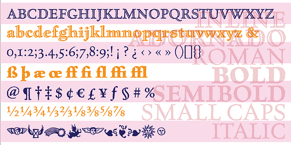 Card displaying MVB Celestia Antiqua typeface in various styles