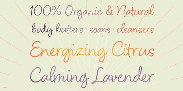 Card displaying Blithe typeface in various styles
