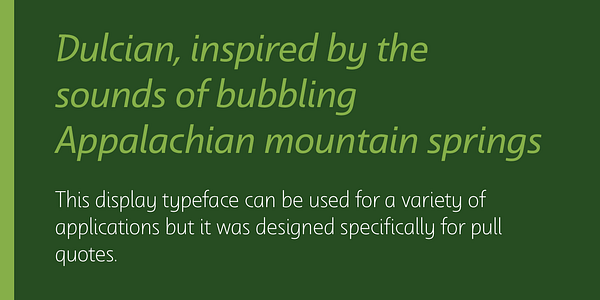 Card displaying Dulcian typeface in various styles