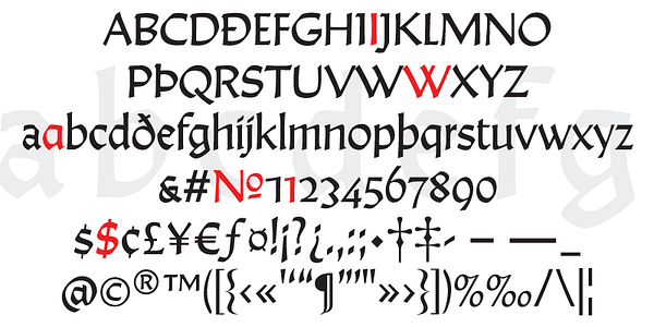 Card displaying Alexander Quill typeface in various styles