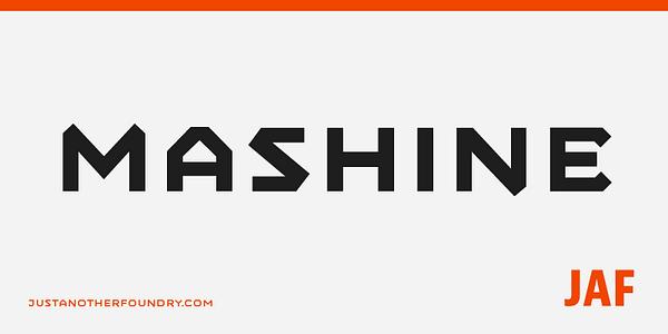 Card displaying JAF Mashine typeface in various styles