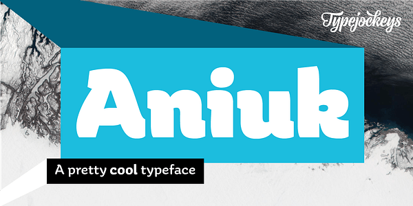 Card displaying Aniuk typeface in various styles