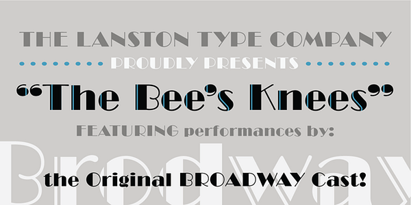 Card displaying LTC Broadway typeface in various styles