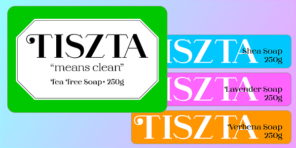 Card displaying Barteldes typeface in various styles