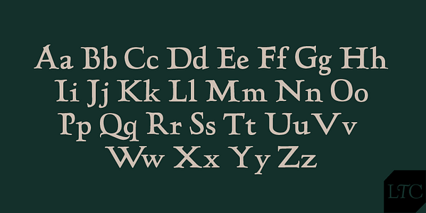 Card displaying LTC Hadriano Pro typeface in various styles