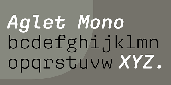 Card displaying Aglet Mono typeface in various styles