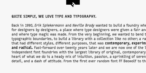 Card displaying FF Typestar typeface in various styles