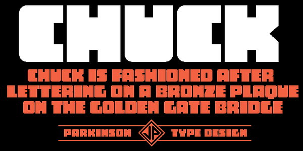 Card displaying Chuck typeface in various styles