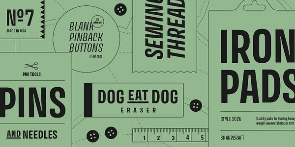 Card displaying Avory typeface in various styles