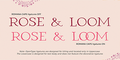 Card displaying Romana typeface in various styles