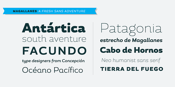 Card displaying Magallanes typeface in various styles