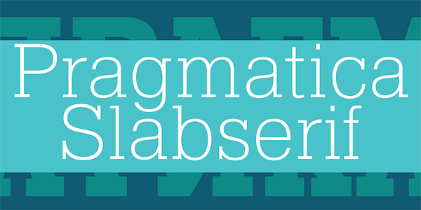 Card displaying Pragmatica Slabserif typeface in various styles