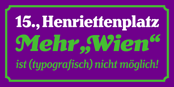 Card displaying Henriette typeface in various styles