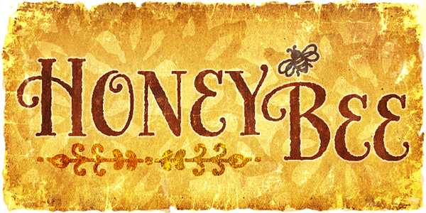 Card displaying HoneyBee typeface in various styles