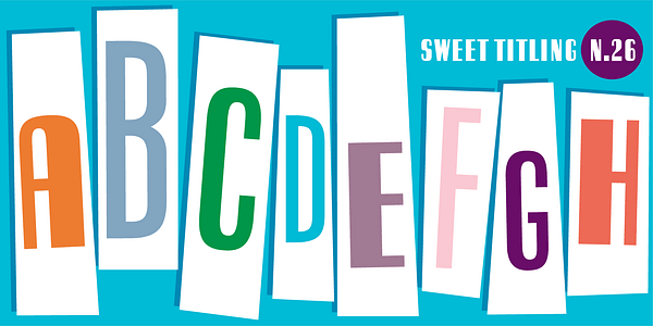 Card displaying Sweet Titling typeface in various styles