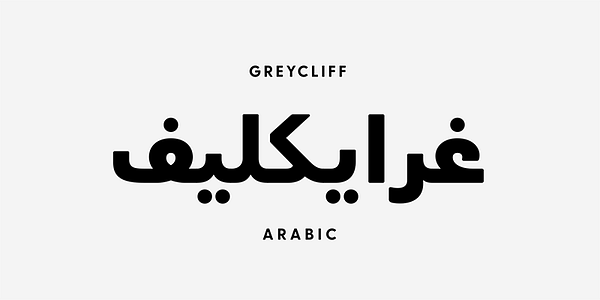 Card displaying Greycliff Arabic CF typeface in various styles