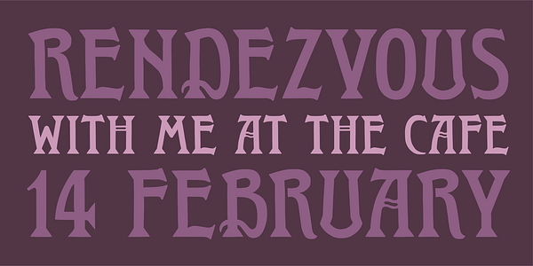 Card displaying WTR Roycroft typeface in various styles