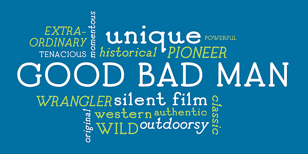 Card displaying Good Bad Man typeface in various styles