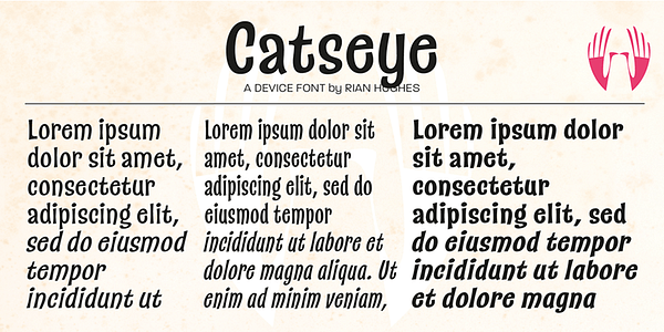 Card displaying Catseye typeface in various styles