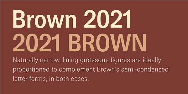 Card displaying Brown Pro typeface in various styles