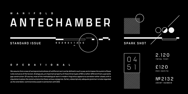 Card displaying Manifold CF typeface in various styles