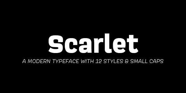Card displaying Scarlet typeface in various styles