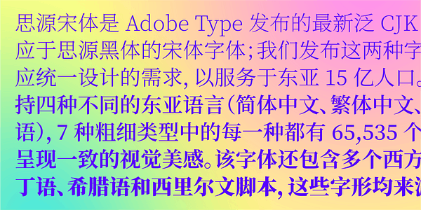 Card displaying Source Han Serif - Pan-CJK Simplified Chinese typeface in various styles