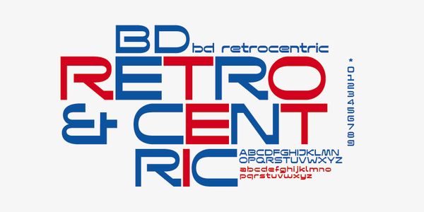 Card displaying BD Retrocentric typeface in various styles