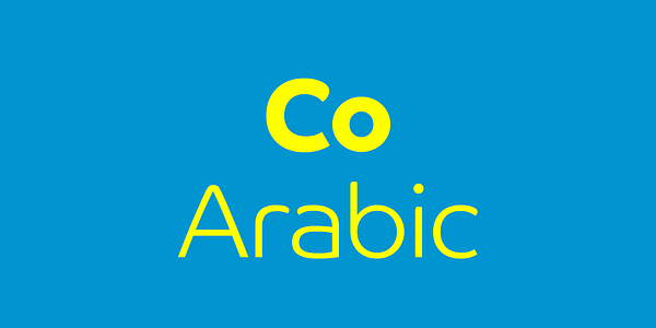Card displaying Co Arabic typeface in various styles