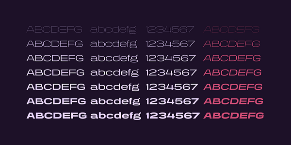 Carte présentant la police de caractères Tussilago dans différents styles