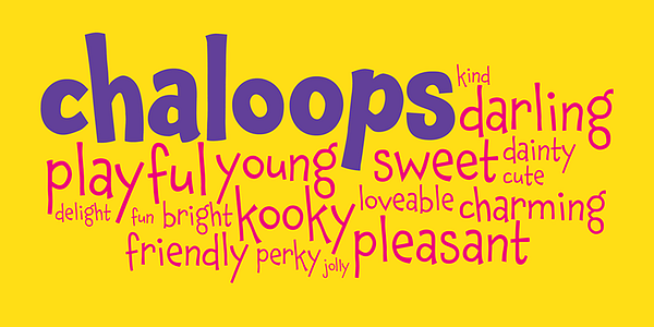 Card displaying Chaloops typeface in various styles