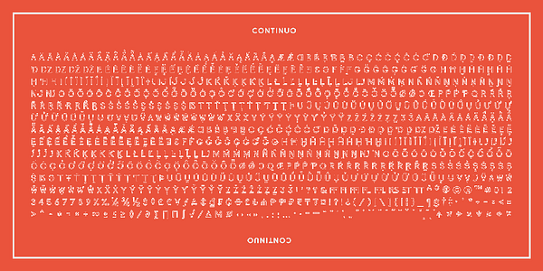 Card displaying Continuo typeface in various styles