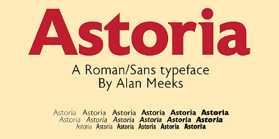 Card displaying Astoria typeface in various styles