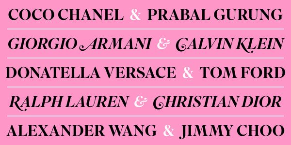 Card displaying Superior Title typeface in various styles