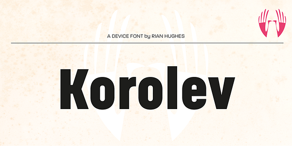 Card displaying Korolev typeface in various styles