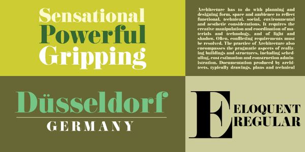 Card displaying Eloquent JF typeface in various styles