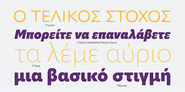 Card displaying Apparat Semi Condensed typeface in various styles