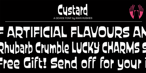 Card displaying Custard typeface in various styles