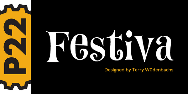 Card displaying P22 Festiva typeface in various styles