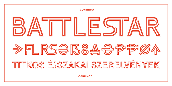 Card displaying Continuo typeface in various styles