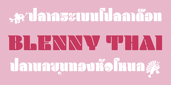 Card displaying Blenny Thai typeface in various styles