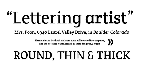 Card displaying Crete typeface in various styles