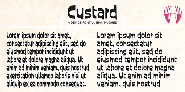 Card displaying Custard typeface in various styles
