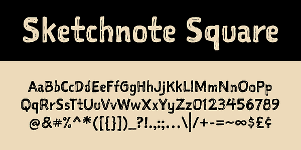 Card displaying Sketchnote typeface in various styles