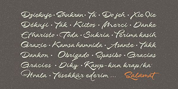 Card displaying Salamat typeface in various styles