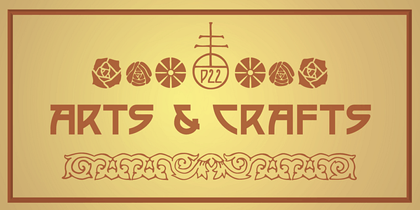 Card displaying P22 Arts and Crafts typeface in various styles