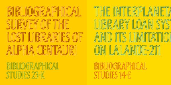 Card displaying Andreas typeface in various styles