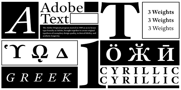 Card displaying Adobe Text typeface in various styles