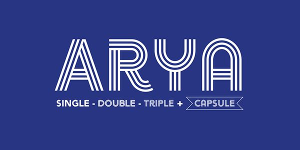 Card displaying Arya typeface in various styles