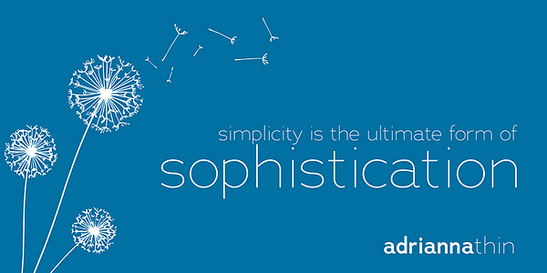 Card displaying Adrianna typeface in various styles